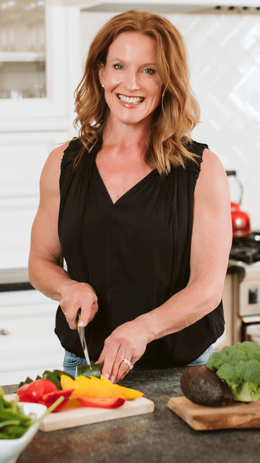 Nutrition coach preparing fresh vegetables in the kitchen